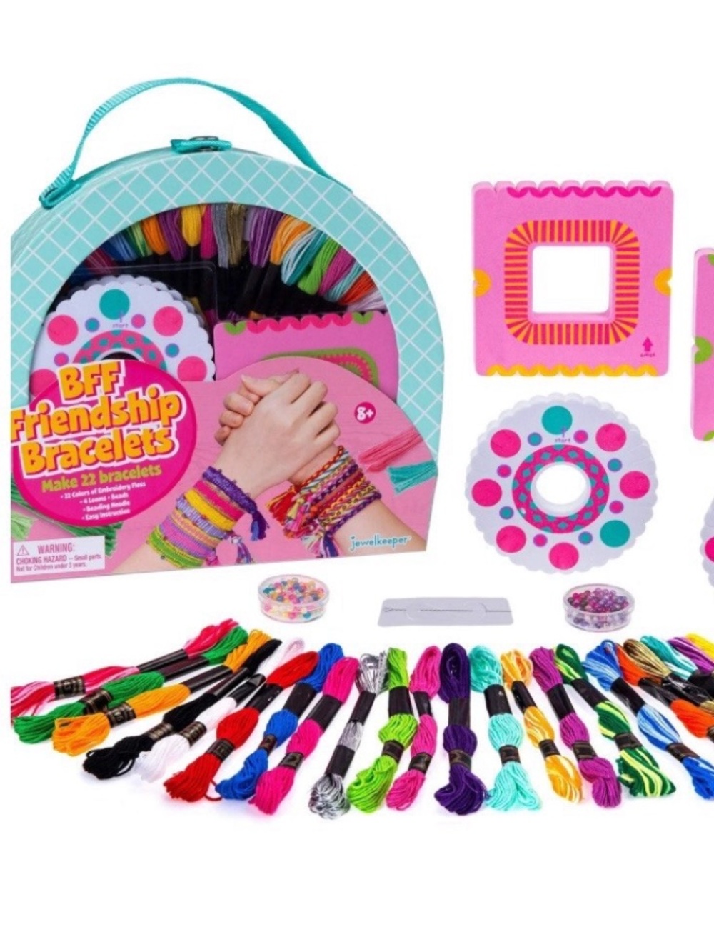 Jewelkeeper BFF Friendship Bracelet Maker Floss Looms Beads Needle Instruction